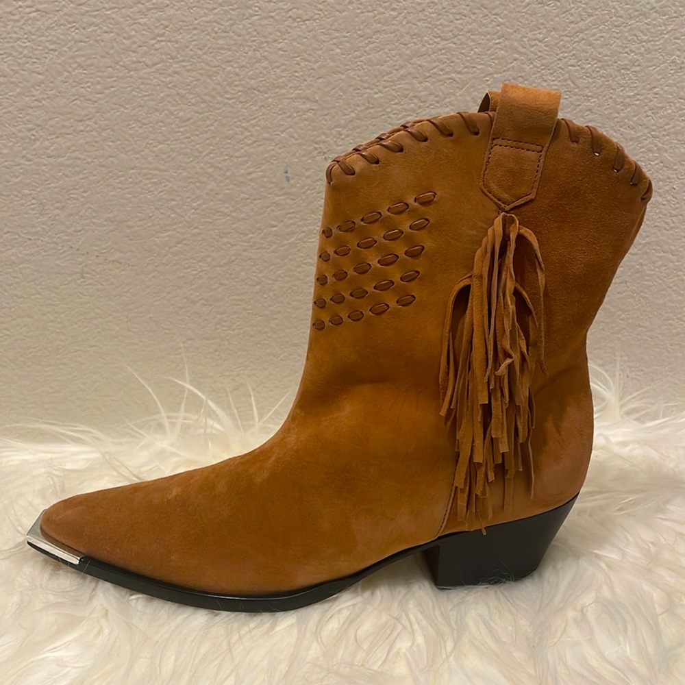 Schutz Alexxa Western Fringe Suede Cowboy Boots Brown Size 7.5 NWT - Picture 10 of 15